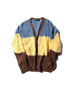 COLOR BLOCK LINEN CARDIGAN