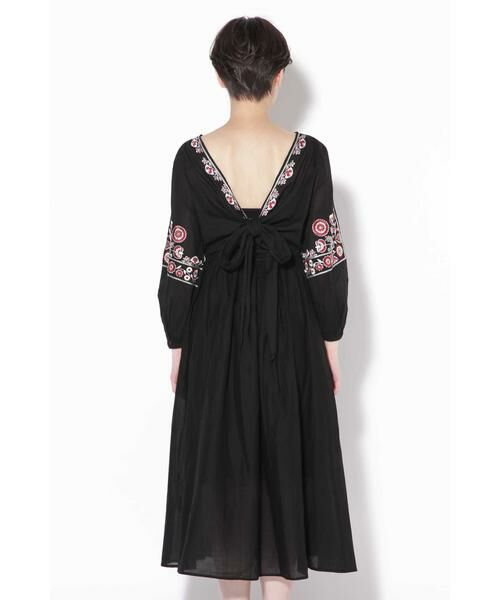 ROSE BUD / ローズ バッド ワンピース | Cotton Voile Embroidery Back Ribbon Dress | 詳細3