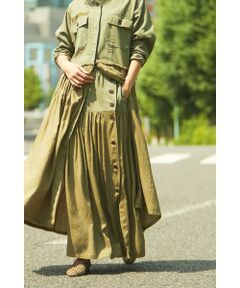 MILITARY SIDE BUTTON LONG SKIRT