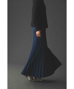 DENIM PLEATED LONG SKIRT