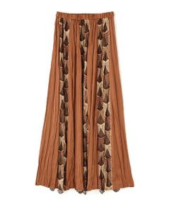 EMBROIDERY HAND-PLEATS SKIRT [MOCA]