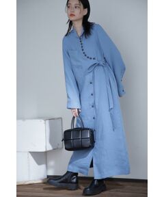 OPEN COLLAR ASYMMETRY WRAP DRESS