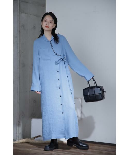 セール】 OPEN COLLAR ASYMMETRY WRAP DRESS （ワンピース）｜ROSE BUD