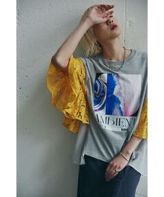 レースラッフルスリーブTシャツ