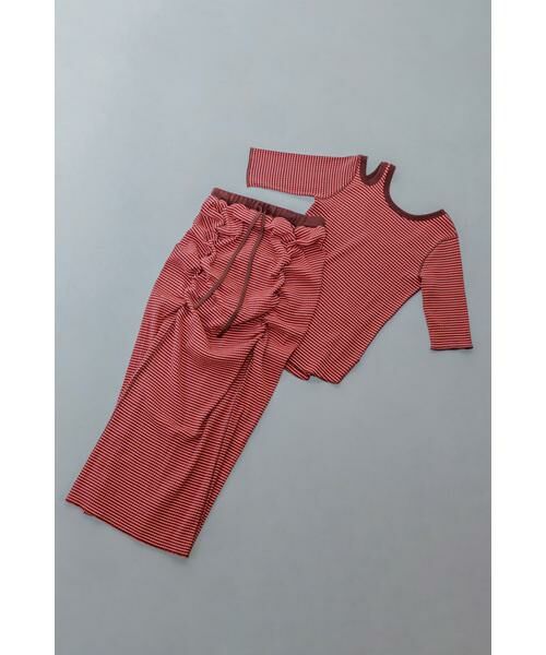 ROSE BUD / ローズ バッド スカート | マルチボーダーシャーリングタイトスカート | 詳細17
