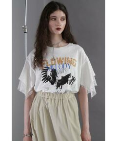 メッシュレイヤード スリーブ Tシャツ