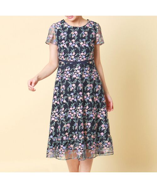 チュールフラワー刺繍ワンピース ミニ丈 ひざ丈ワンピース Rose Tiara ローズティアラ ファッション通販 タカシマヤファッションスクエア