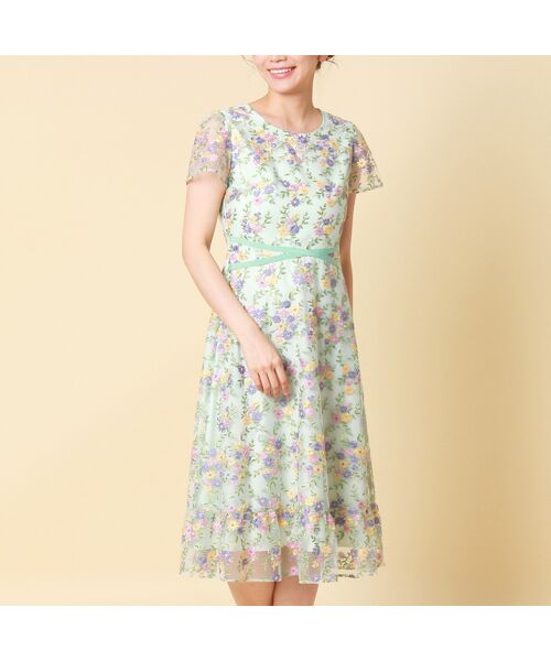 セール チュールフラワー刺繍ワンピース ミニ丈 ひざ丈ワンピース Rose Tiara ローズティアラ ファッション通販 タカシマヤファッションスクエア