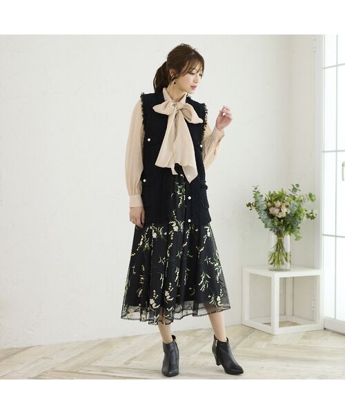 スズランチュール刺繍スカート （ミニ・ひざ丈スカート）｜Rose Tiara