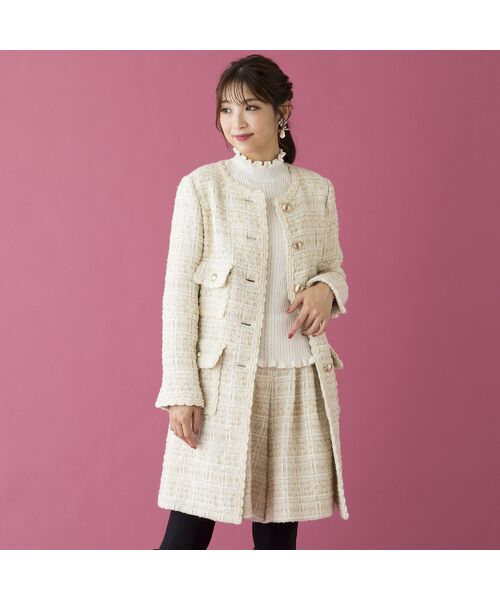 セール】 Lily yarn Tweed ロングジャケット （その他アウター）｜Rose