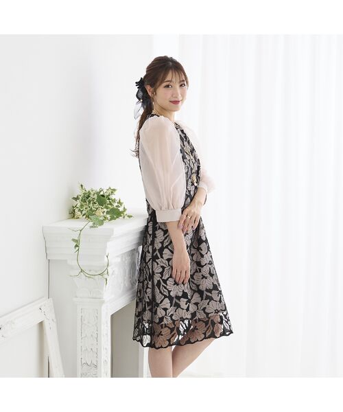 超美品ローズティアラ46ジュエルワンピース 極美品♡希少46】ローズティアラ ジュエルライン フラワー刺繍