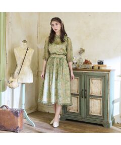 【22fabric】ボタニカルフラワー/ フィッシュテールスカート