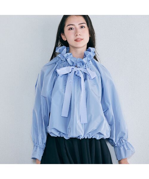 Rose Tiara/ローズティアラ メモリージップアップブラウス ブルー F Rose Tiara/ローズティアラ メモリージップアップブラウス ブルー F