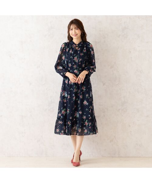 Rose Tiara/ローズティアラ クラシカルローズワンピース ダークブルー 46 Rose Tiara/ローズティアラ クラシカルローズワンピース ダークブルー 46