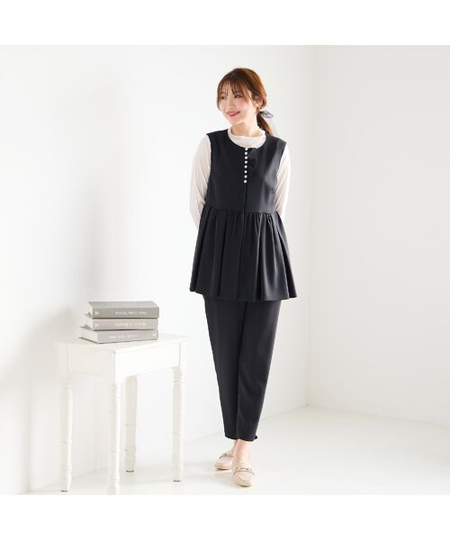 Rose Tiara/ローズティアラ 【セットアップ対応】エステルダブルクロスジレ ブラック 38 Rose Tiara/ローズティアラ 【セットアップ対応】エステルダブルクロスジレ ブラック 38