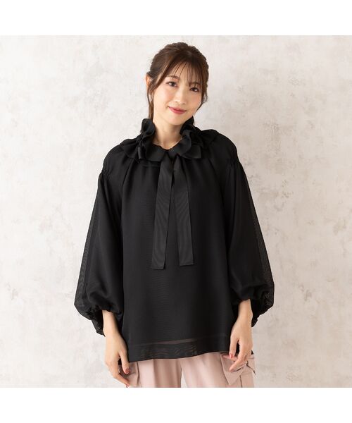 Rose Tiara/ローズティアラ メッシュリボンブラウス ブラック 38 Rose Tiara/ローズティアラ メッシュリボンブラウス ブラック 38