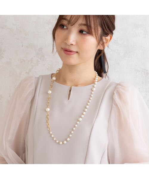 Rose Tiara/ローズティアラ パール×チェーンネックレス ゴールド F Rose Tiara/ローズティアラ パール×チェーンネックレス ゴールド F