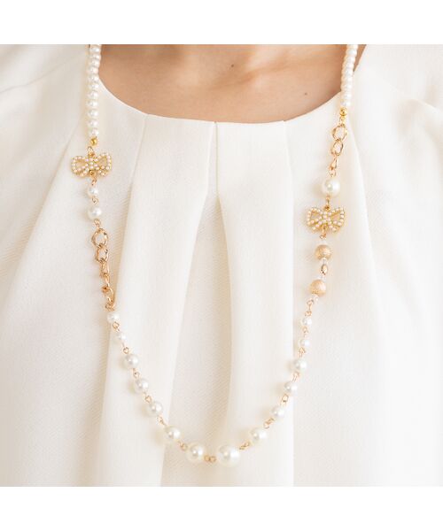 Rose Tiara / ローズティアラ ネックレス・ペンダント・チョーカー | リボンパール調ビーズネックレス | 詳細1