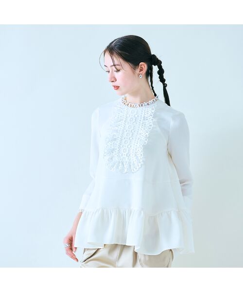 Rose Tiara/ローズティアラ 【大人百花掲載】幅広レースフレアブラウス オフ 42 Rose Tiara/ローズティアラ 【大人百花掲載】幅広レースフレアブラウス オフ 42