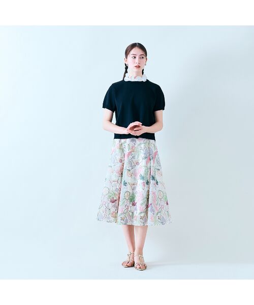 Rose Tiara/ローズティアラ トロピカル刺繍スカート ベージュ 38 Rose Tiara/ローズティアラ トロピカル刺繍スカート ベージュ 38