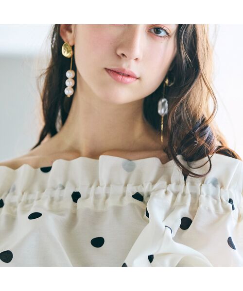 Rose Tiara/ローズティアラ パールアシンメトリーピアス ゴールド F Rose Tiara/ローズティアラ パールアシンメトリーピアス ゴールド F