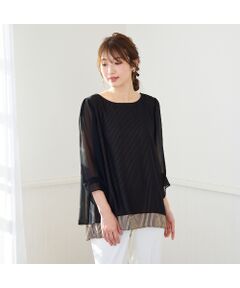 ストライプレイヤード風ブラウス