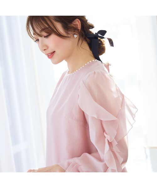 Rose Tiara/ローズティアラ フリルリボン袖ブラウス ピンク 38 Rose Tiara/ローズティアラ フリルリボン袖ブラウス ピンク 38