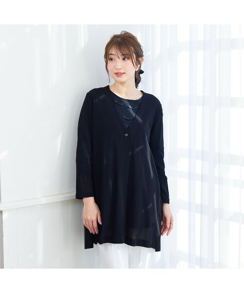 Rose Tiara/ローズティアラ ペプラムカーディガン ブラック 46 Rose Tiara/ローズティアラ ペプラムカーディガン ブラック 46