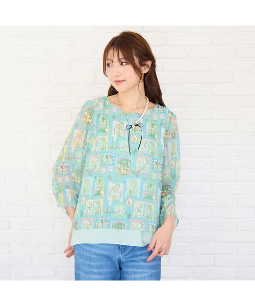 Rose Tiara/ローズティアラ 【22fabric】ムービースタジオ/レイヤードブラウス ブルー 46 Rose Tiara/ローズティアラ 【22fabric】ムービースタジオ/レイヤードブラウス ブルー 46