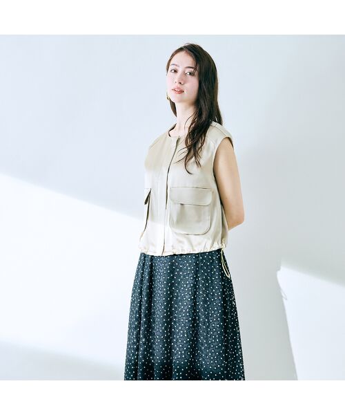 Rose Tiara/ローズティアラ 【セットアップ対応】ワーク風フラットベスト ベージュ 42 Rose Tiara/ローズティアラ 【セットアップ対応】ワーク風フラットベスト ベージュ 42