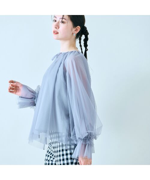 Rose Tiara/ローズティアラ チュールレイヤードブラウス/ 2WAY グレー 42 Rose Tiara/ローズティアラ チュールレイヤードブラウス/ 2WAY グレー 42