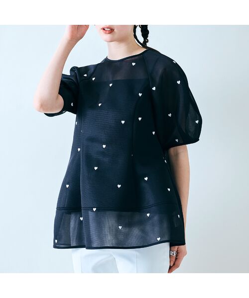 セール】 ハート刺繍メッシュブラウス （シャツ・ブラウス