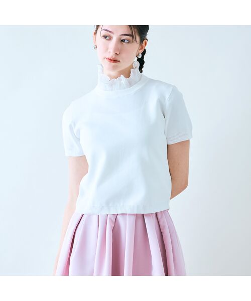 Rose Tiara/ローズティアラ フリル取り外し襟ニットプルオーバー オフ 38 Rose Tiara/ローズティアラ フリル取り外し襟ニットプルオーバー オフ 38