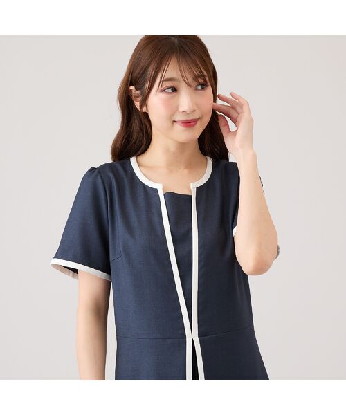 新品　ローズティアラ　50 シャンタンボレロ　ネイビー 美シルエット】つぼみ刺繍ワンピース（51015501