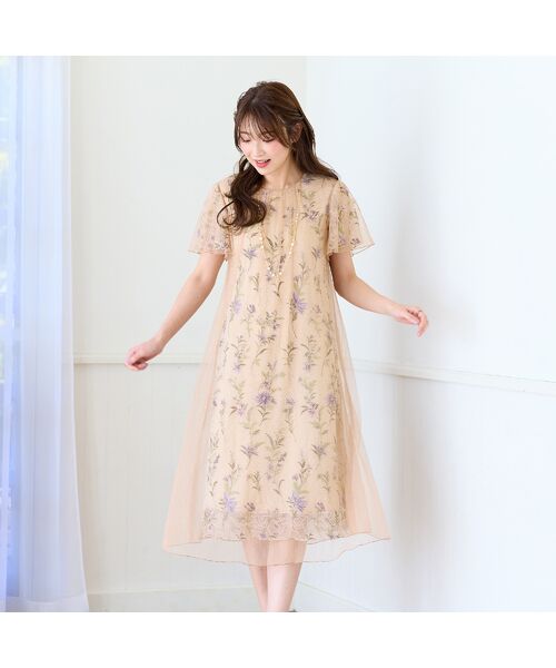 美品 ローズティアラ 大きいサイズ46 洗える チェック×レースワンピース 4L 美品 Rose Tiara ワンピース チェック 46 グレー 大きいサイズ 極美