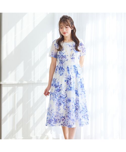 Rose Tiara/ローズティアラ ローズプリントワンピース オフ 46 Rose Tiara/ローズティアラ ローズプリントワンピース オフ 46