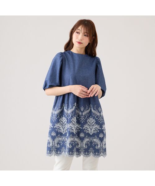 セール】 【手洗いOK】スカラ刺繍チュニック （シャツ・ブラウス