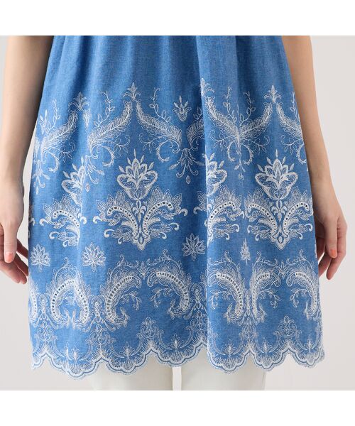 セール】 【手洗いOK】スカラ刺繍チュニック （シャツ・ブラウス