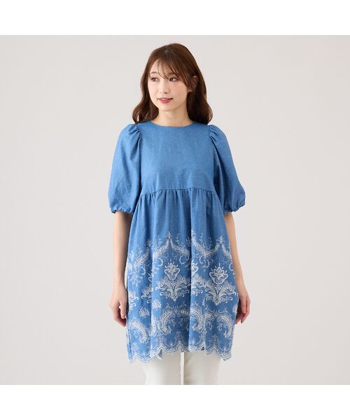 セール】 【手洗いOK】スカラ刺繍チュニック （シャツ・ブラウス