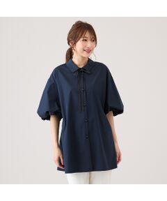 ローズティアラ　オーガニックコットンブラウス　定価20,900円 新品 フラワーモチーフ付きシアーブラウス（83036405