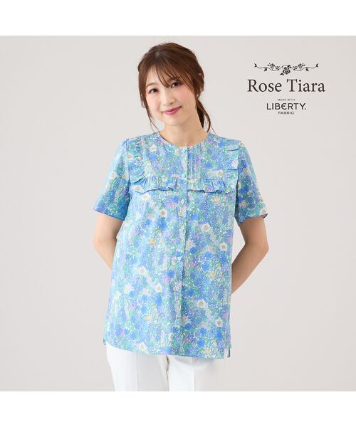 Rose Tiara/ローズティアラ Rose Tiara with LIBERTY FABRICS/ブラウス ブルー 38 Rose Tiara/ローズティアラ Rose Tiara with LIBERTY FABRICS/ブラウス ブルー 38