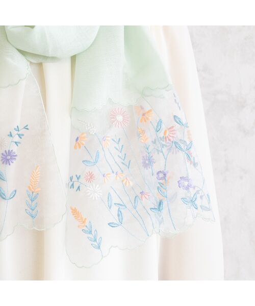 Rose Tiara / ローズティアラ マフラー・ショール・スヌード・ストール | オーガンジー切替刺繍ストール | 詳細4