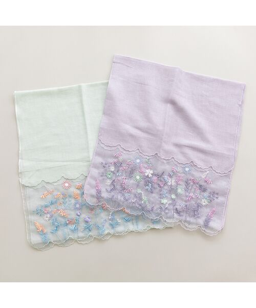 Rose Tiara / ローズティアラ マフラー・ショール・スヌード・ストール | オーガンジー切替刺繍ストール | 詳細5