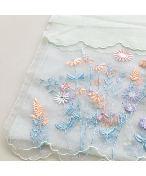 Rose Tiara / ローズティアラ マフラー・ショール・スヌード・ストール | オーガンジー切替刺繍ストール | 詳細6