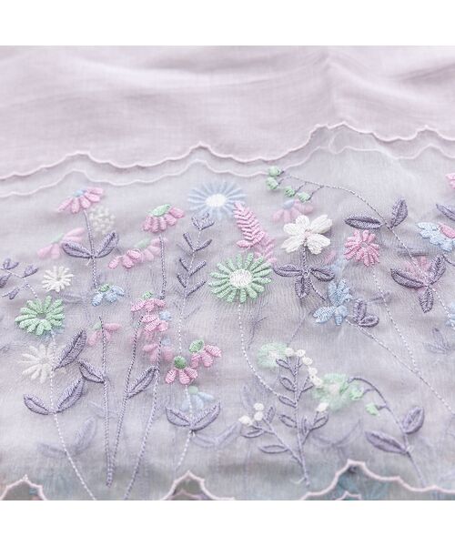 Rose Tiara / ローズティアラ マフラー・ショール・スヌード・ストール | オーガンジー切替刺繍ストール | 詳細10