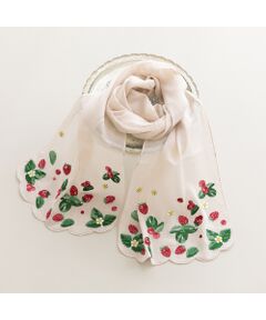 Rose Tiara / ローズティアラ マフラー・ショール・スヌード・ストール | 【再入荷】スカラップ刺繍いちご柄ストール