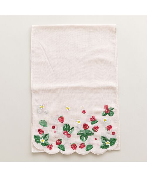 Rose Tiara / ローズティアラ マフラー・ショール・スヌード・ストール | 【再入荷】スカラップ刺繍いちご柄ストール | 詳細6