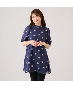 チュニックワンピース　⑥ ローズティアラ　46 水玉　ゆったり 手洗いOK】スカラ刺繍チュニック（51023502） | Rose
