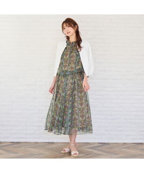 Rose Tiara/ローズティアラ 【22fabric】フラワーガーデン/フレアスカート ブラウン 38 Rose Tiara/ローズティアラ 【22fabric】フラワーガーデン/フレアスカート ブラウン 38