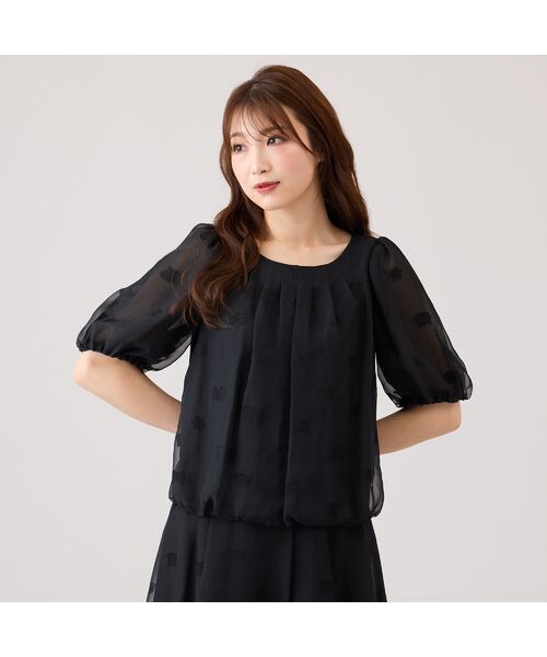 Rose Tiara/ローズティアラ ネコオパールバルーンヘムカットソー ブラック 38 Rose Tiara/ローズティアラ ネコオパールバルーンヘムカットソー ブラック 38